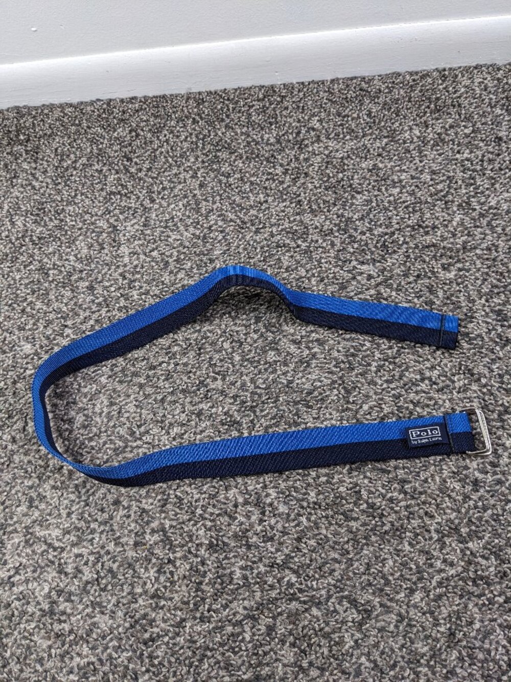Vintage Polo Ralph Lauren Belt Blue Nylon D-Ring Strap Ribbon 33.5" USA Made